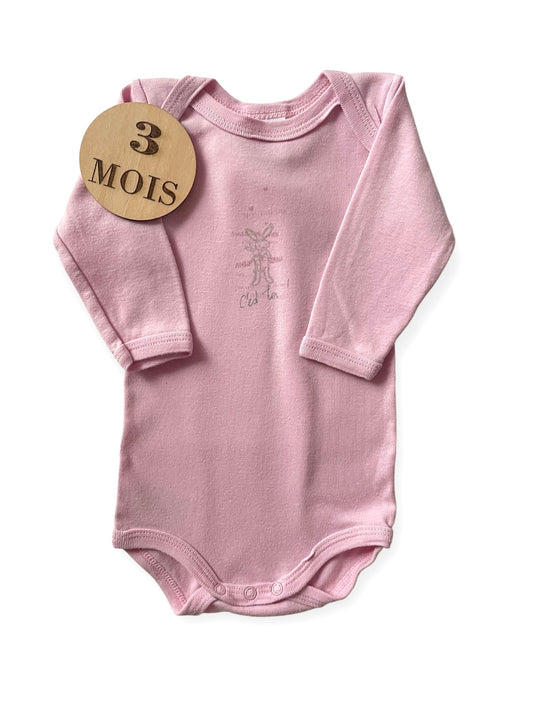 Body rose pâle, lapin, Petit Bateau