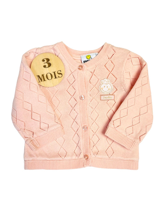 Gilet rose, doublé coton, Smiley Baby