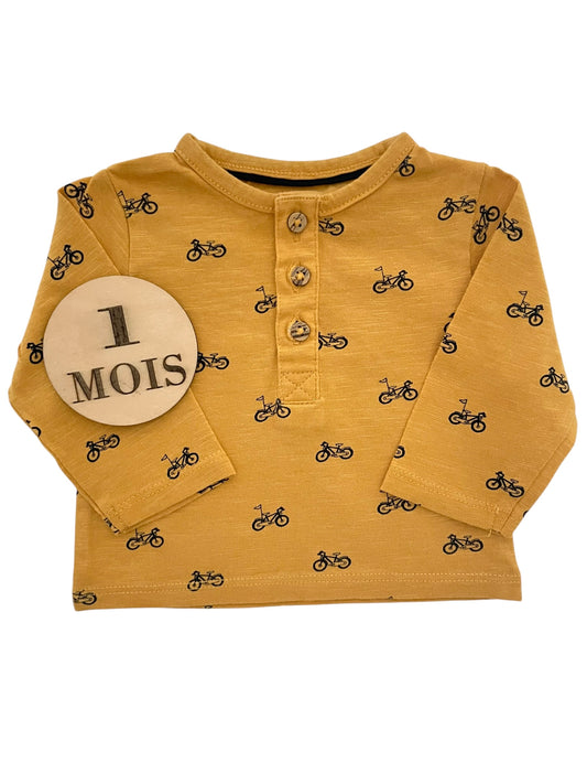 Tee-shirt, moutarde, velos, Kiabi