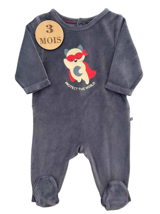 Pyjama velours gris foncé, Obaïbi