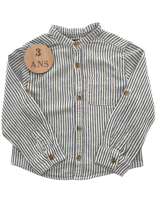 Chemise rayée, 50% lin, Kiabi