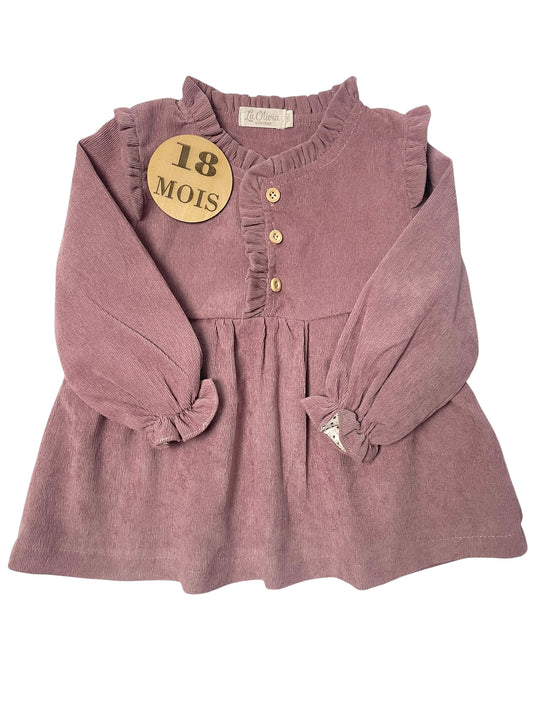 Robe velours côtelé, violine, La Olivia