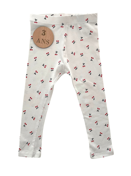 Legging blanc, cerises, Kiabi