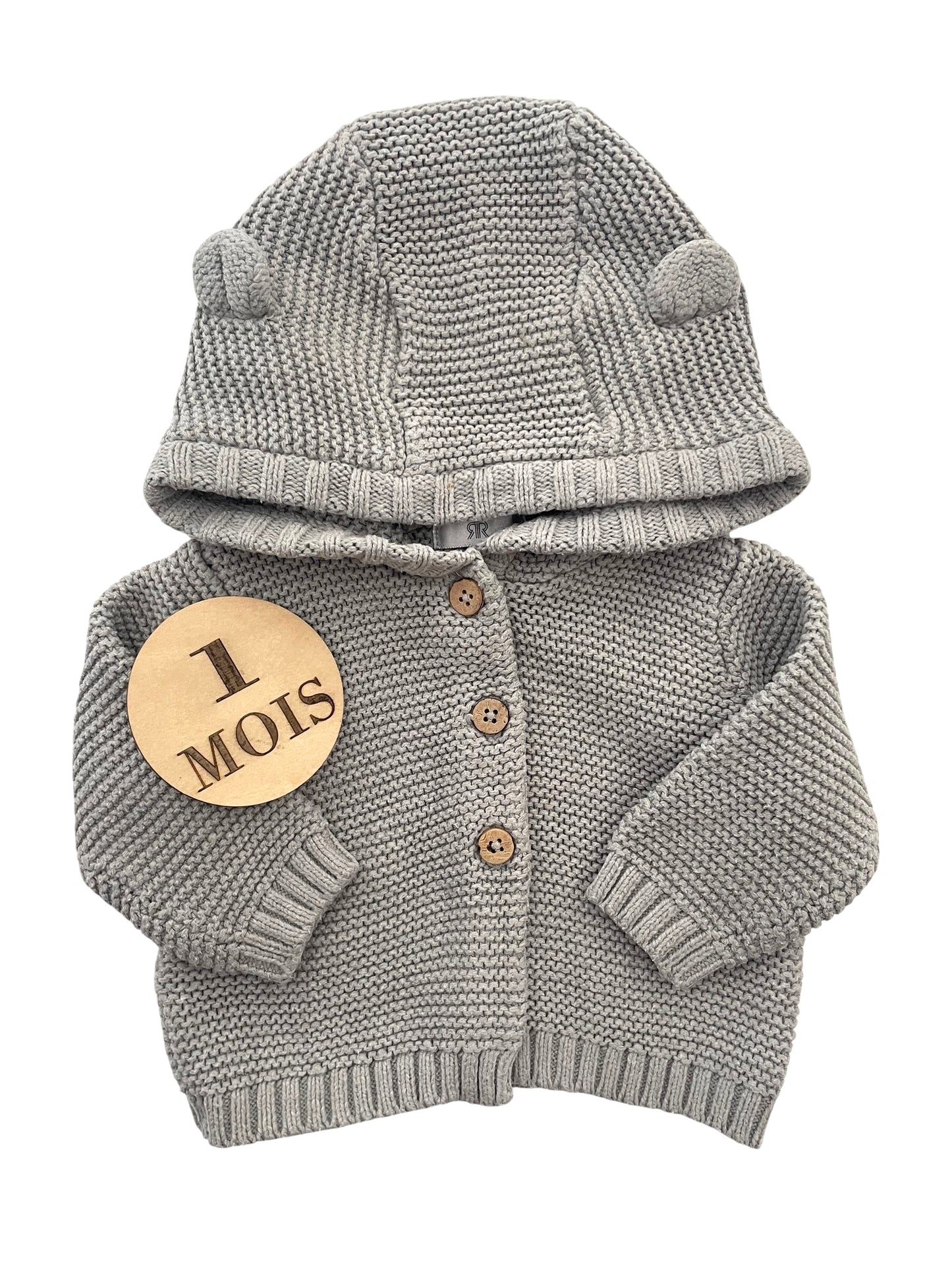 Gilet / veste en mailles, gris, La Redoute