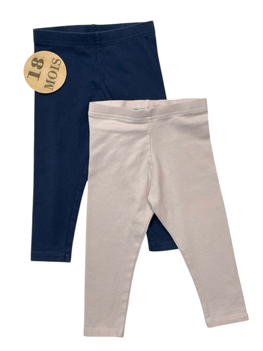 Lot 2 leggings bleu-marine/ rose pale, Primark
