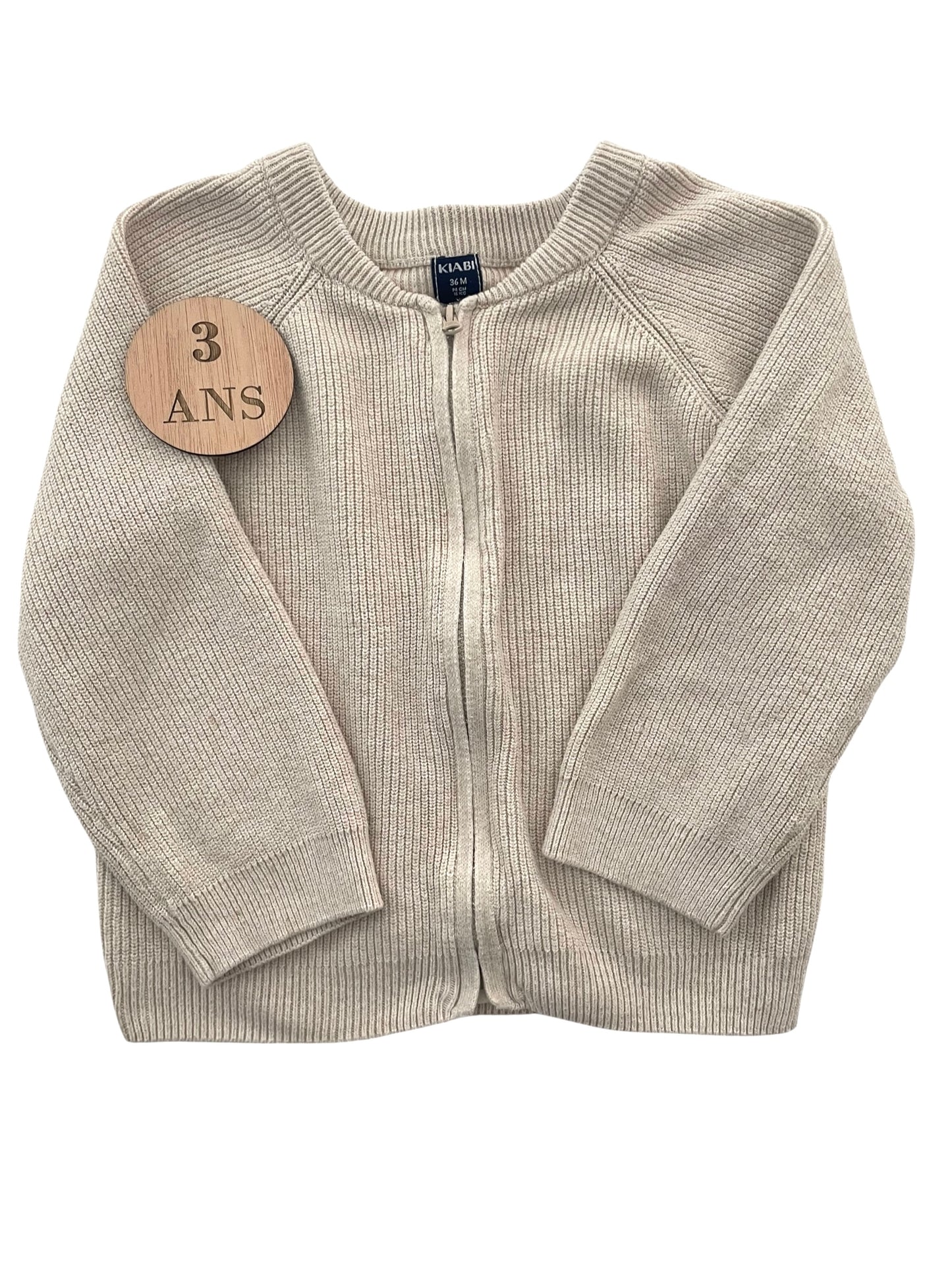Gilet zippé en mailles, crème, Kiabi