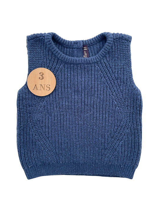 Pull en mailles sans manche, bleu, Sergent Major