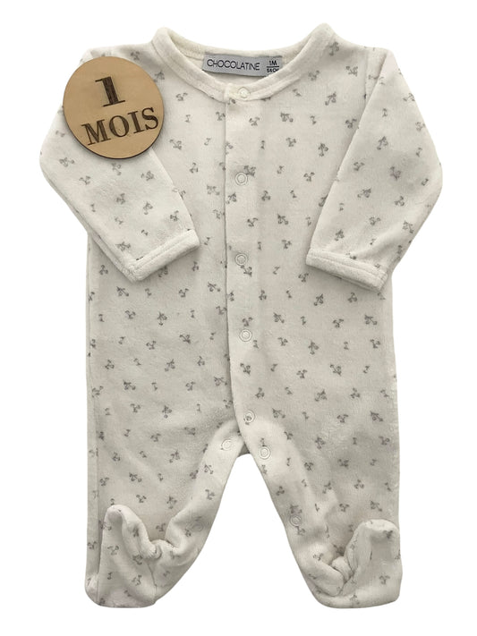 Pyjama velours, fleuri, chocolatine