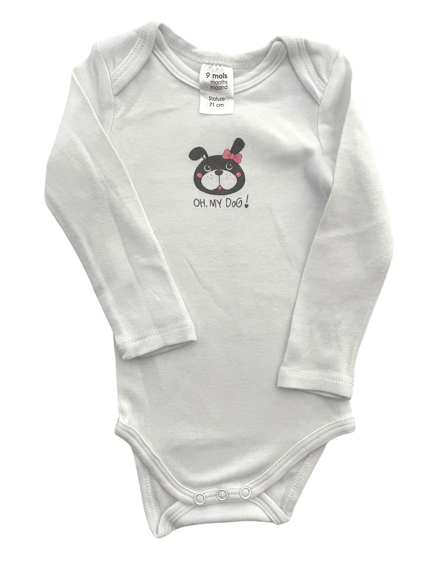 Body manches longues, rose et blanc