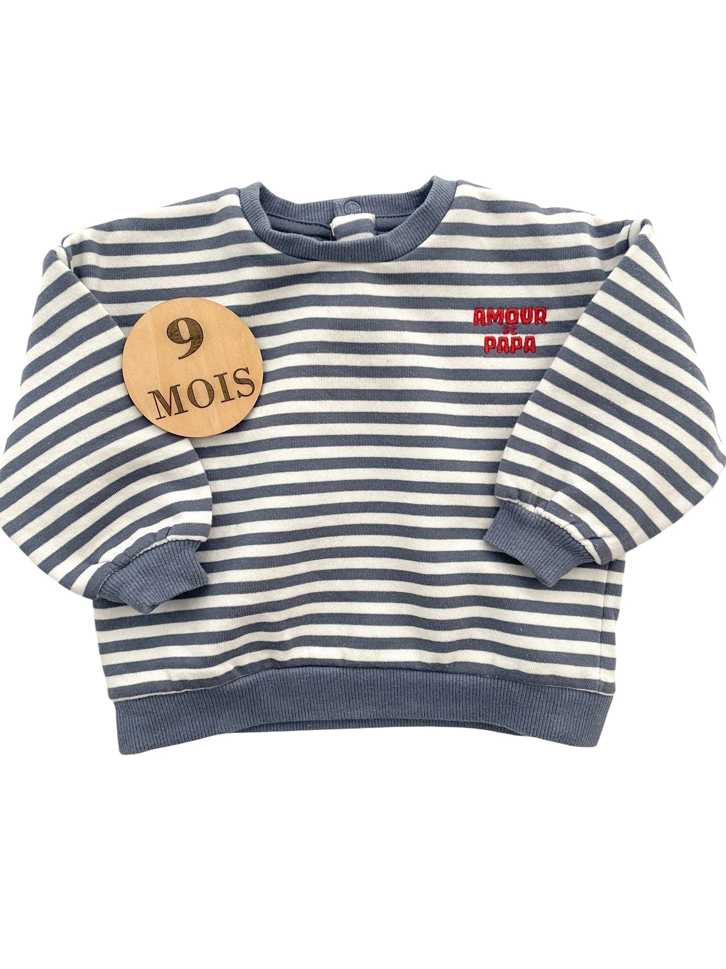 Sweat rayé bleu, amour de papa, TAO
