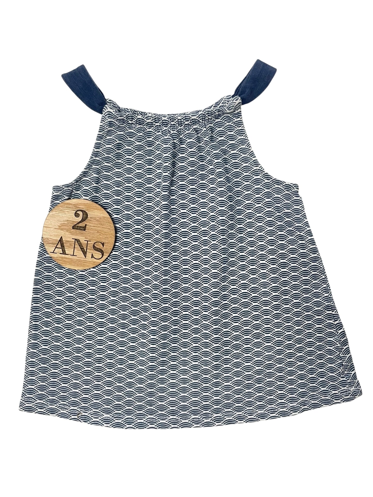 Débardeur bleu-nuit et blanc, Obaïbi