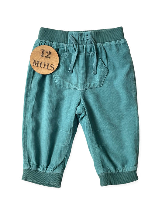 Pantalon velours fin, turquoise, Pommette