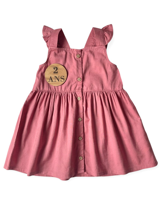 Robe salopette en toile, rose, H&M