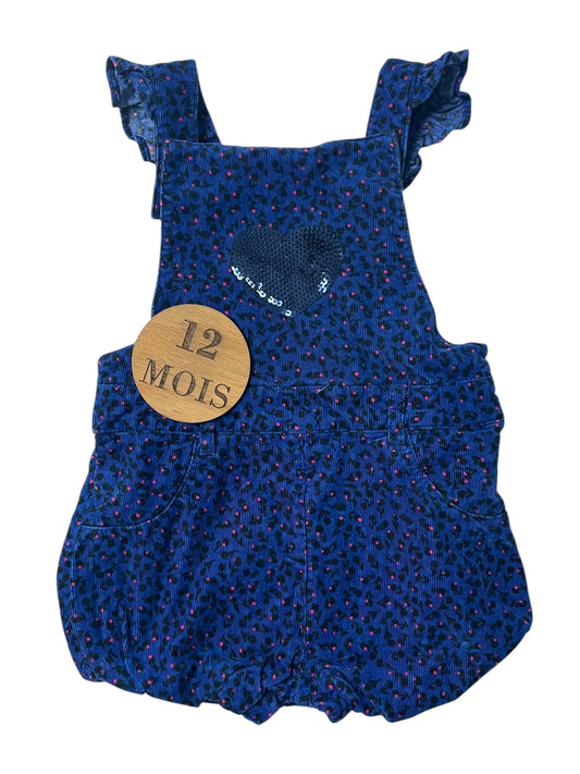 Salopette short velours côtelé, bleue, DPAM