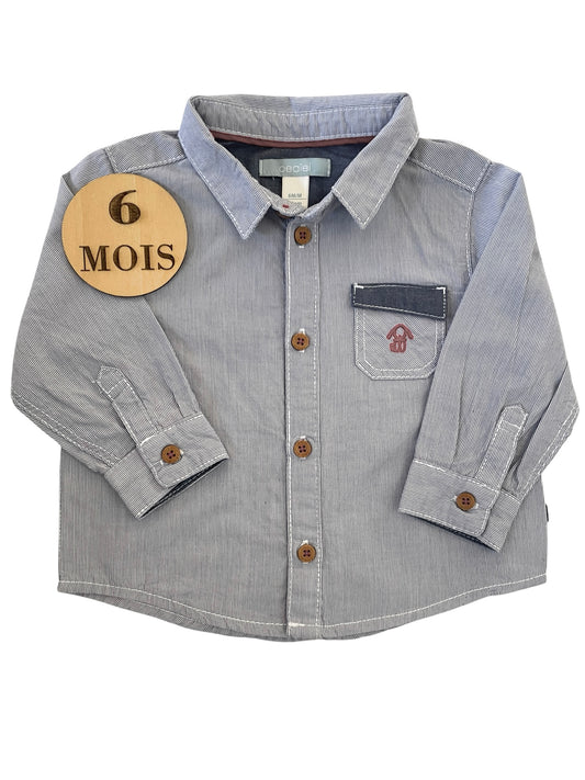 Chemise rayée, bleu-gris, Obaïbi