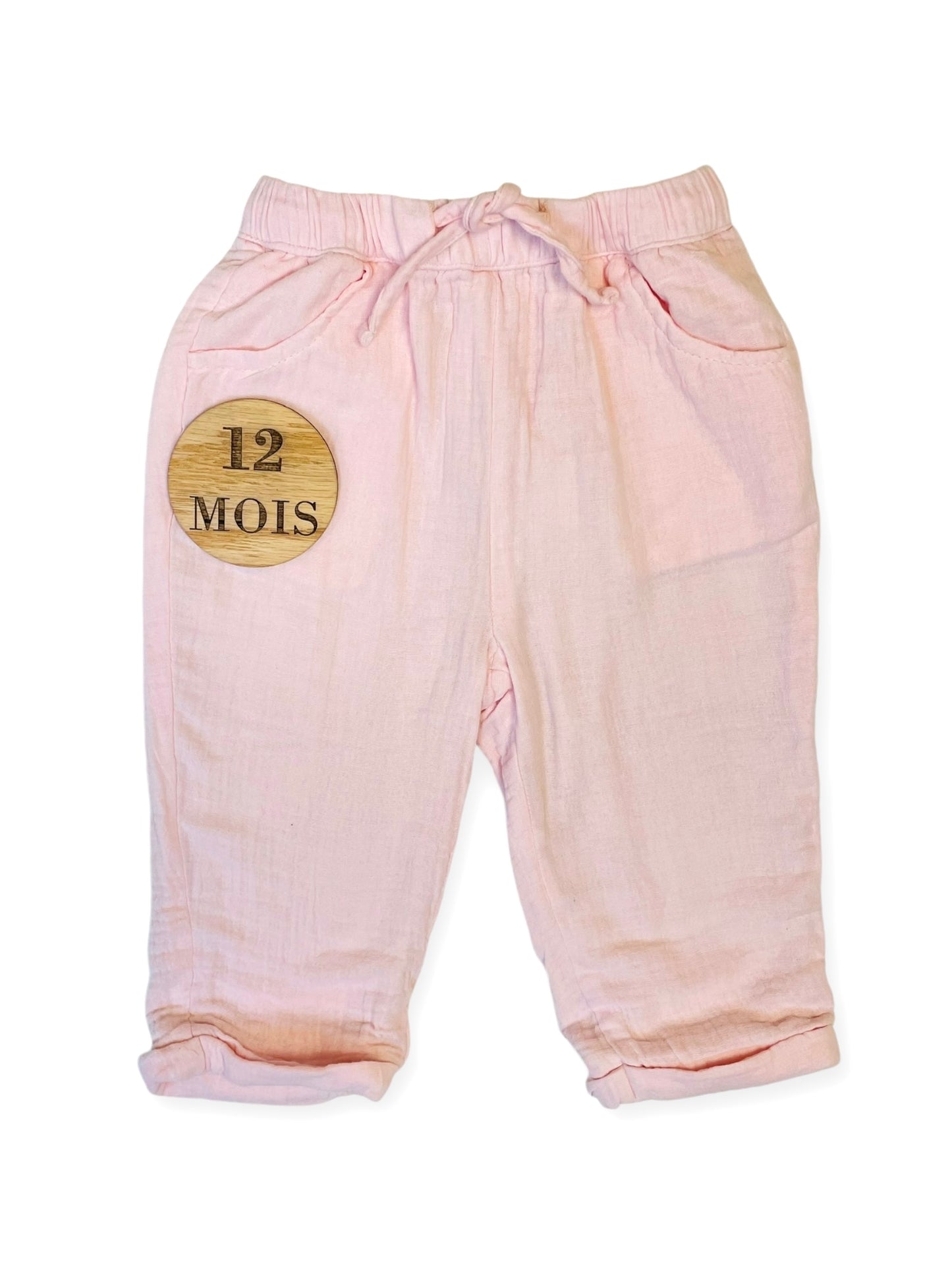 Pantalon doublé, gaze de coton, rose, TAO