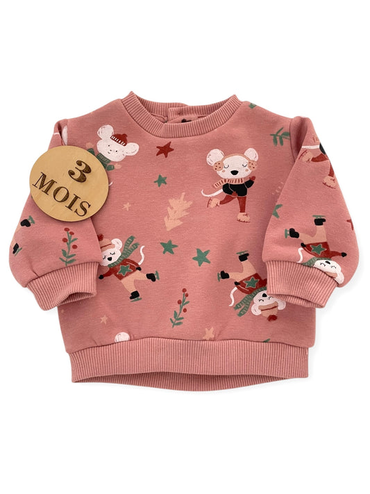 NOËL - Sweat doublé polaire, vieux rose, TEX