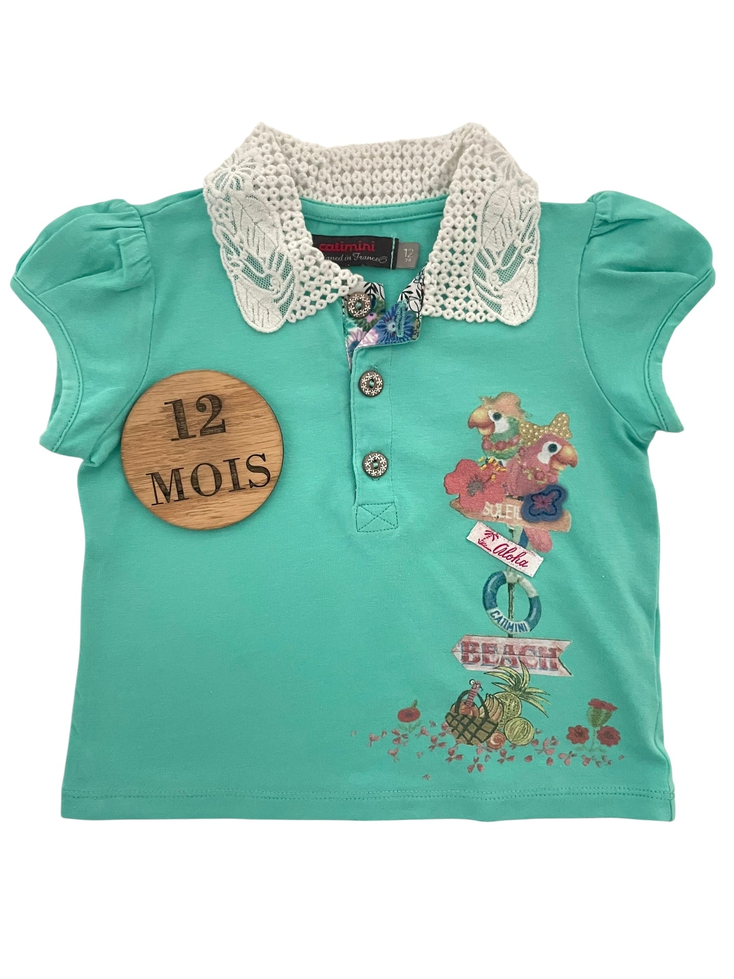Polo col dentelle, vert, Catimini