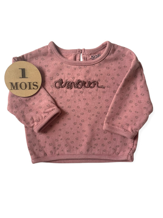 Sweat vieux rose, motifs léopard Kiabi