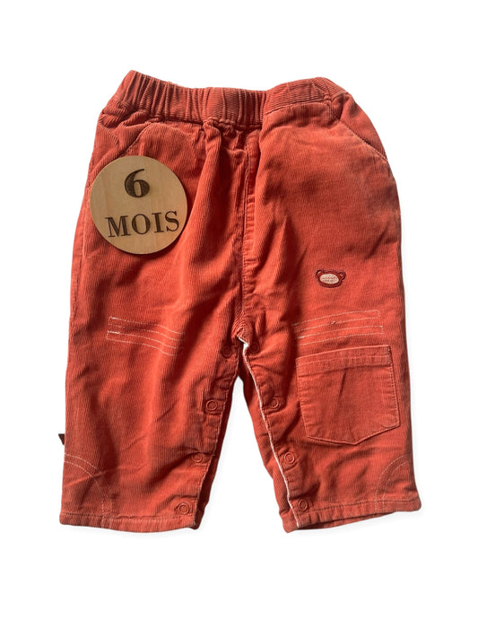 Pantalon velours côtelé, doublé, orange, Obaïbi
