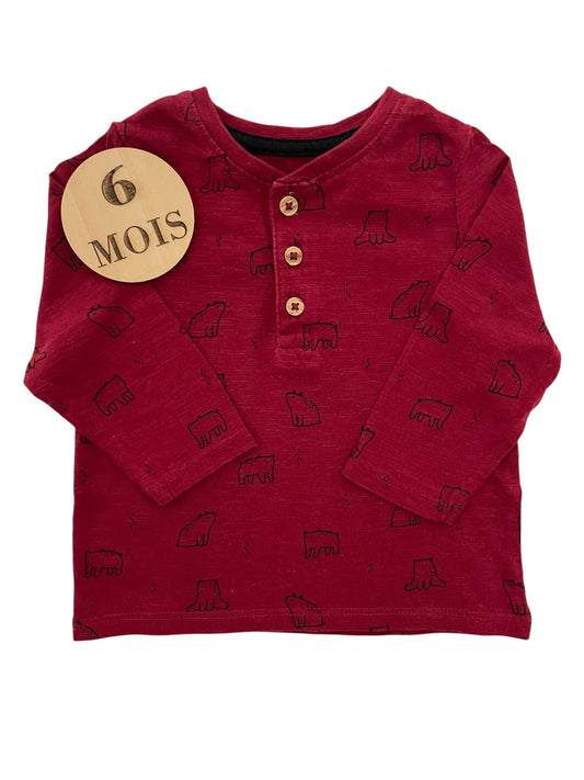Tee-shirt ours, bordeaux, Kiabi