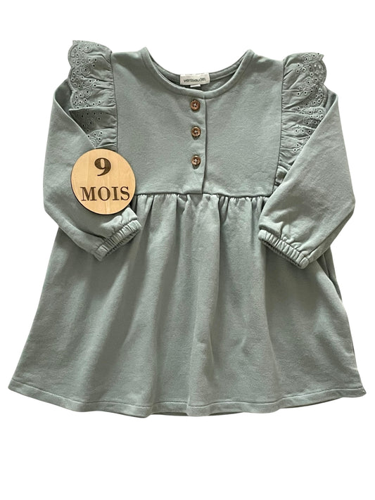 Robe molleton, gris-vert, Vertbaudet