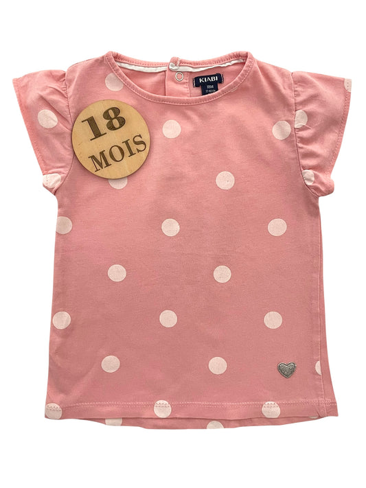 Tee-shirt rose à pois, Kiabi
