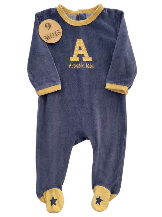 Pyjama velours bleu-marine et jaune, Pommette