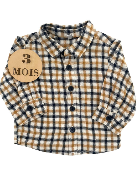 Chemise à carreaux, marron et gris foncé