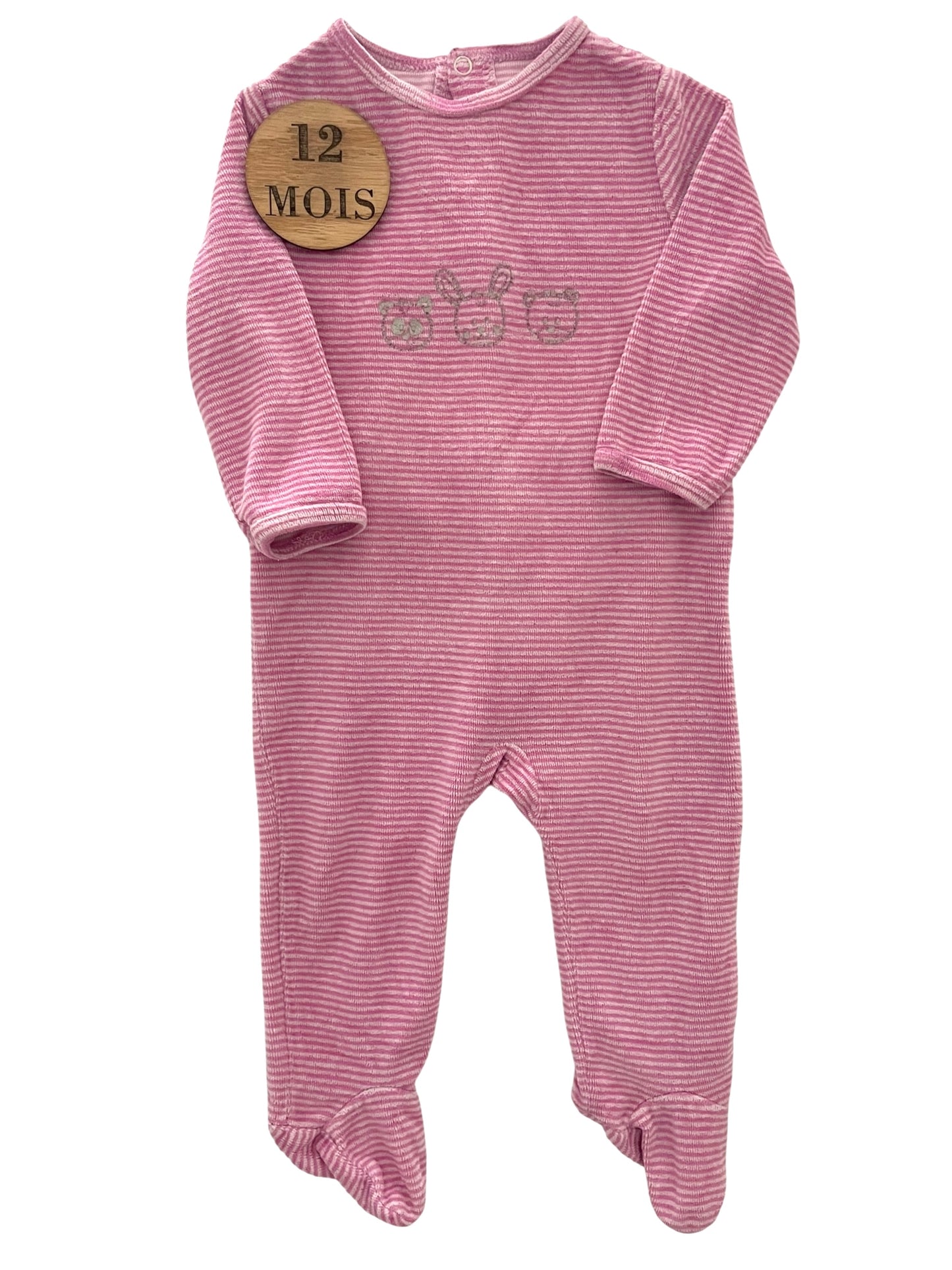 Pyjama velours,rayé rose, Bébé rêve