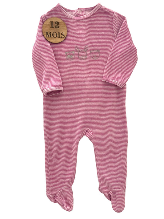 Pyjama velours,rayé rose, Bébé rêve