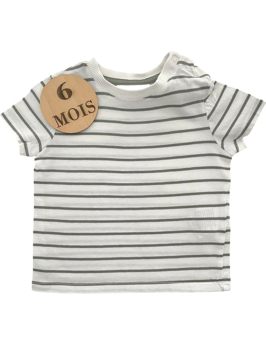 Tee-shirt rayé, kaki, Kiabi