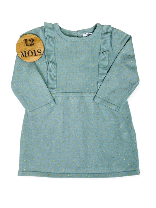 Robe matière pull fin, bleu-vert, Gémo