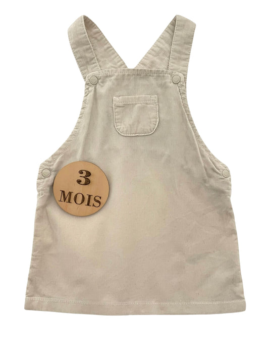 Robe salopette, velours côtelé, crème, Zeeman