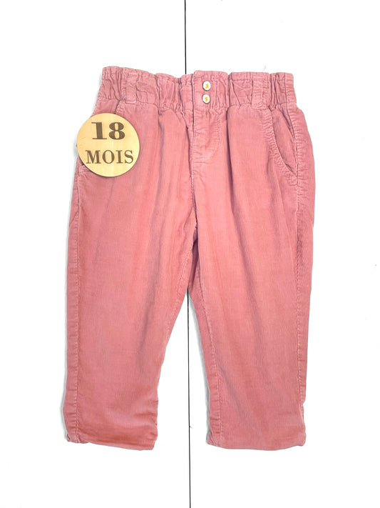 Pantalon velours côtelé, vieux rose, Vertbaudet