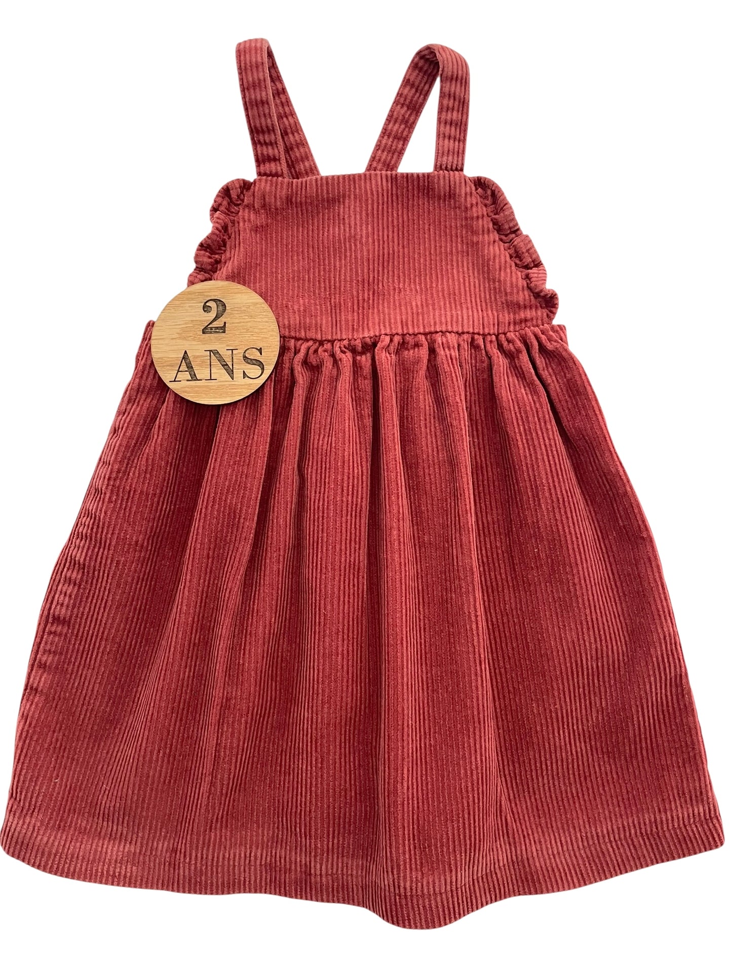 Robe salopette velours côtelé, rouge, Kiabi