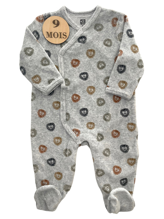 Pyjama velours épais, gris, lions, La Redoute