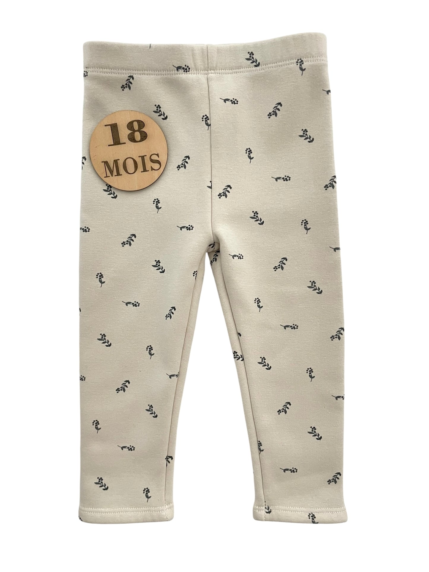 Legging crème fleuri, doublé polaire, Orchestra