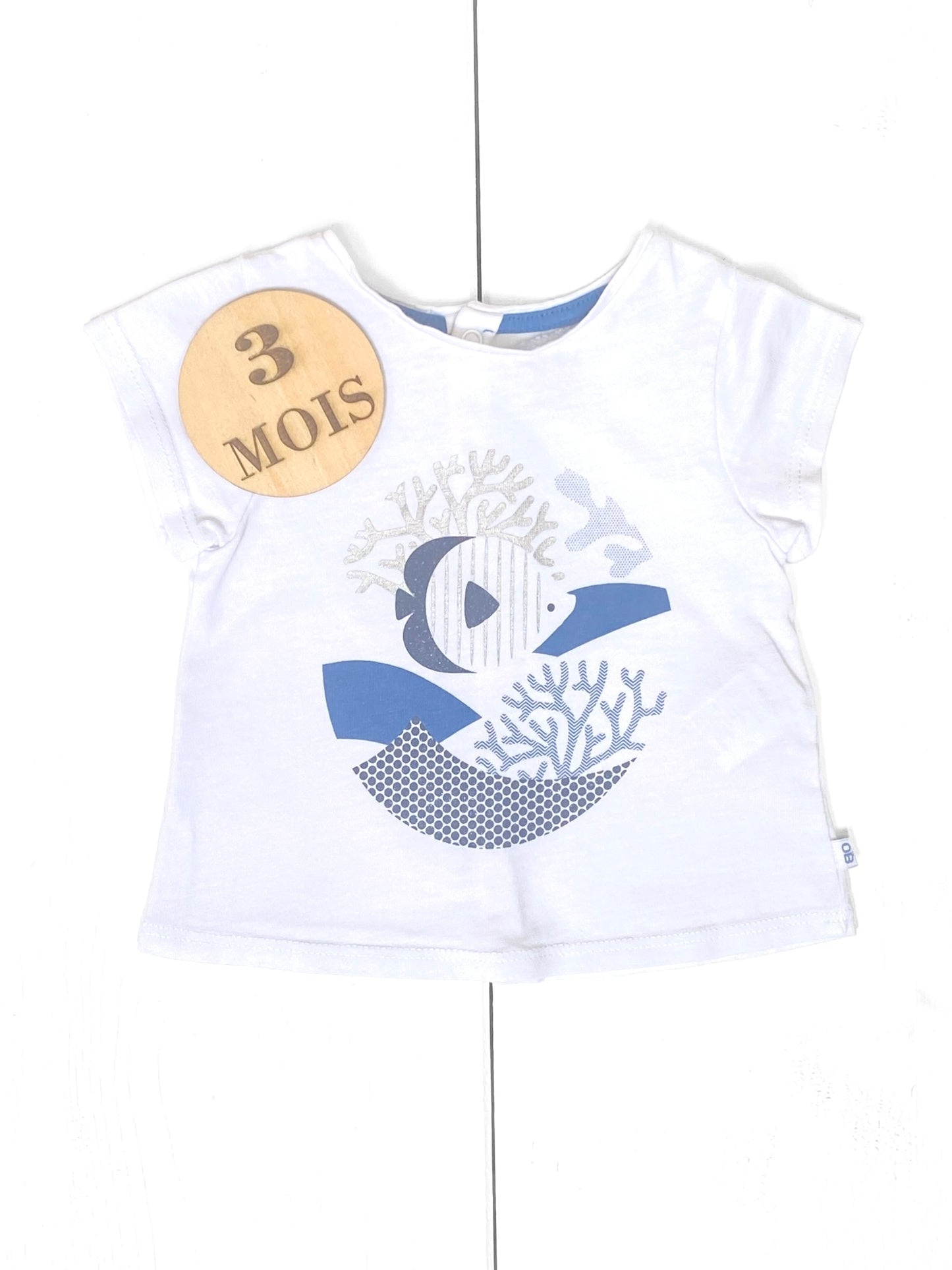 Tee-shirt blanc, poisson, Obaïbi