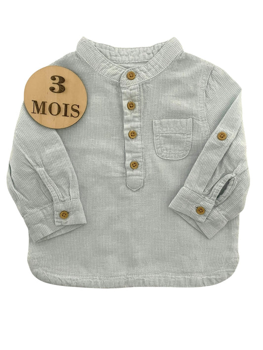 Chemise col rond, rayée, vert d’eau, Kiabi