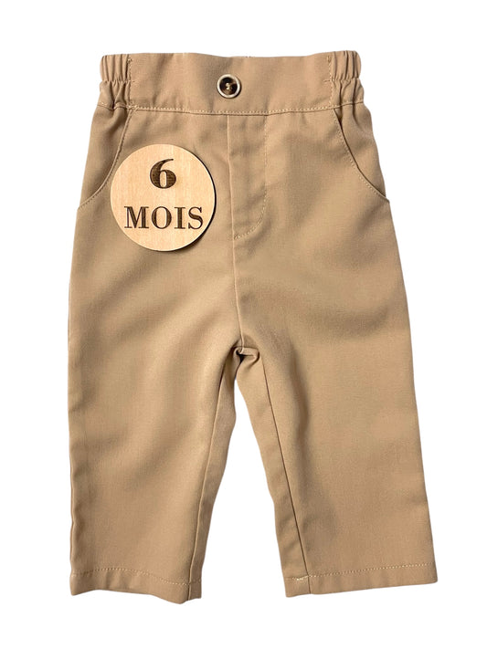Pantalon beige, matière élasthanne