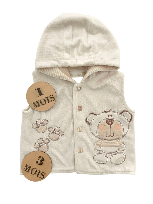 Manteau/ veste velours, sans manche, Barbouillage