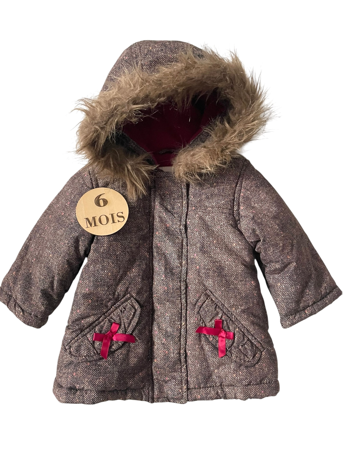 Manteau marron et rose, doublé polaire, Kimbaloo