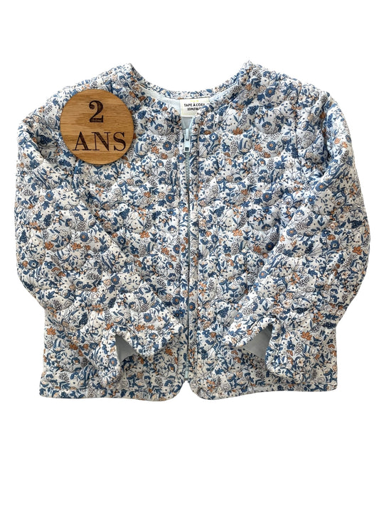 Veste matelassée, bleue, fleurie, TAO