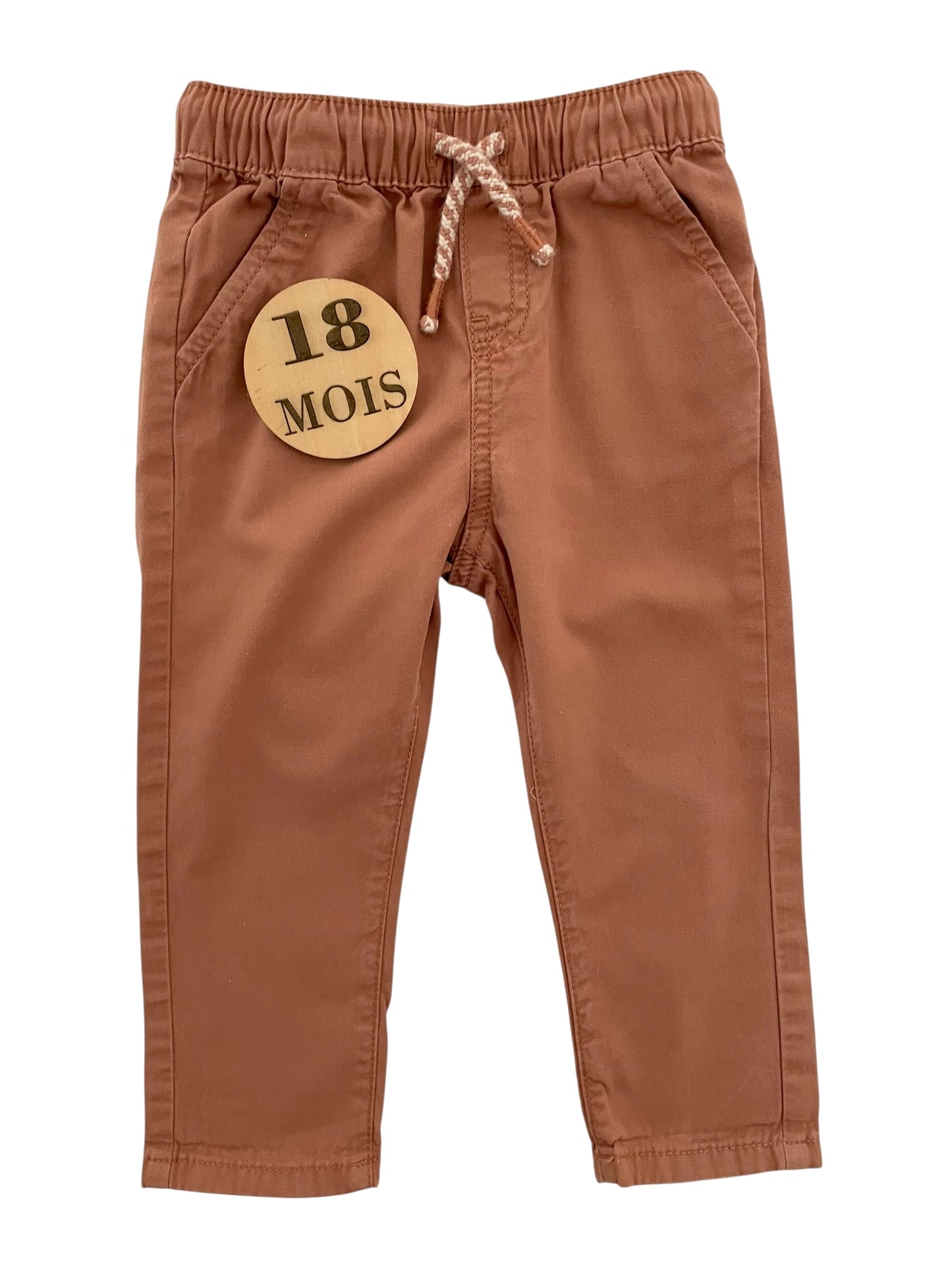 Pantalon en toile, rouille, Vertbaudet