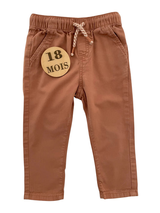 Pantalon en toile, rouille, Vertbaudet