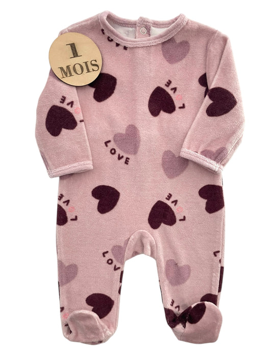 Pyjama velours rose cœurs, Kiabi