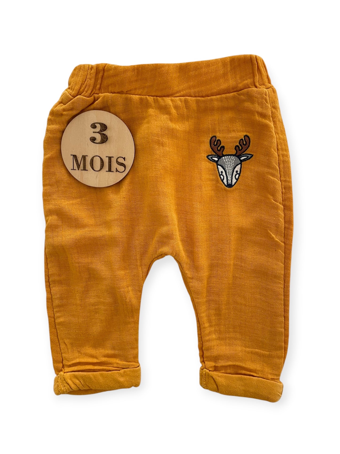 Pantalon gaze de coton, orange, P’tit bisous