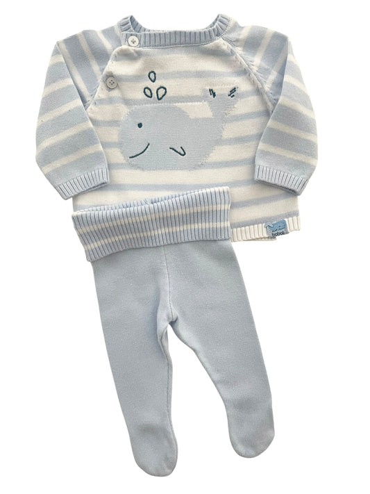 Ensemble brassière et pantalon en mailles, bleu-ciel, Boboli