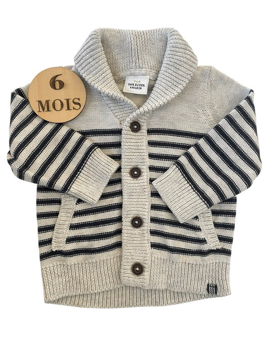 Gilet en mailles, rayé gris, TAO